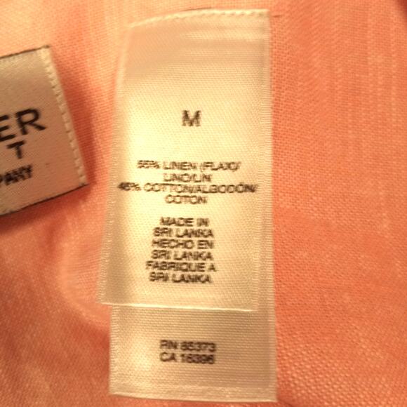 VILLAGER SPORT Peachy Pink Linen Blend Blouse. M Office Preppy Classic - Picture 6 of 8